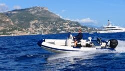 ExploMar electric outboard on boat in Italy