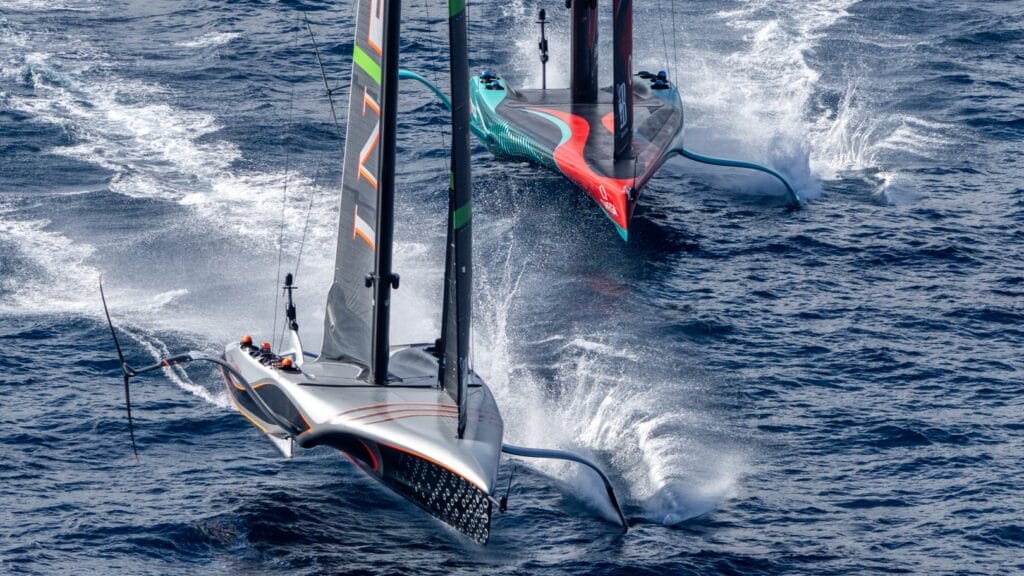 October 16, 2024. Louis Vuitton 37th America's Cup, Race Day 4. INEOS BRITANNIA, EMIRATES TEAM NEW ZEALAND