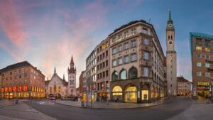 Panorama of Marienplatz in Munich, Germany