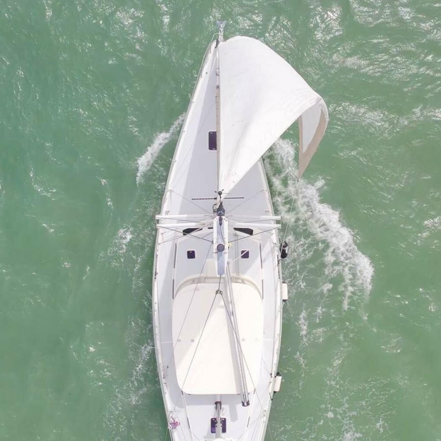 Aerial view of sailboat which is using Rightboat to move to a new owner