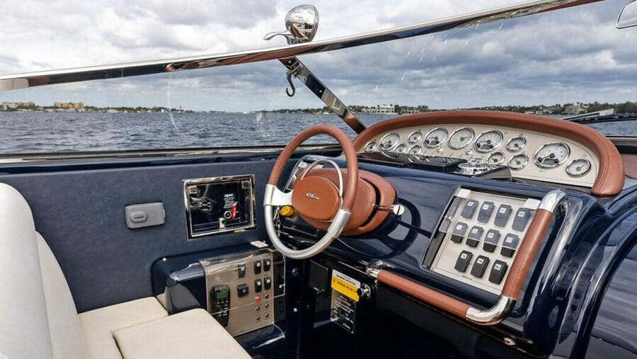 Interior of boat with brown trim