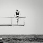 Person on a viewing platform on a yacht