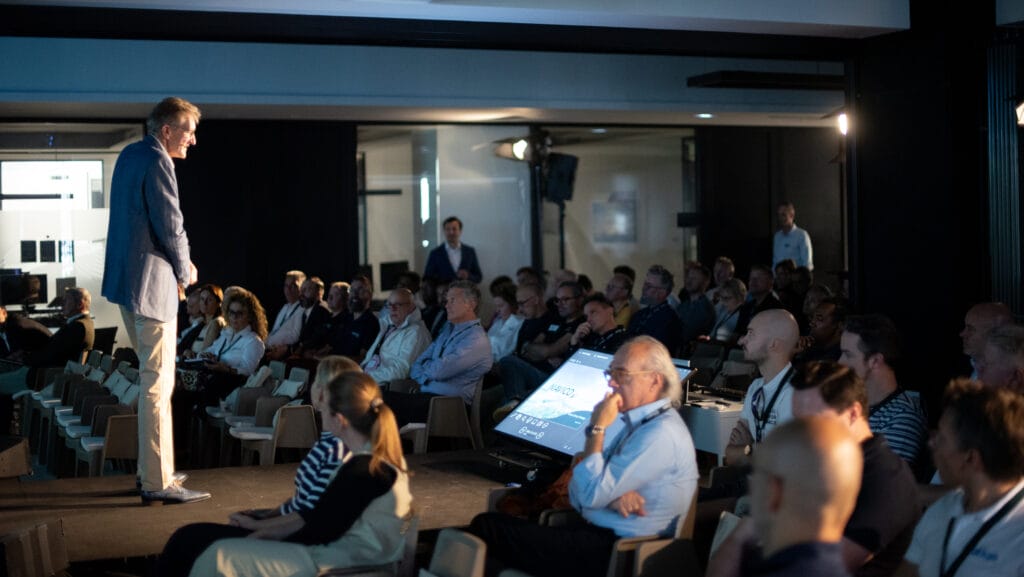 conference room with people in