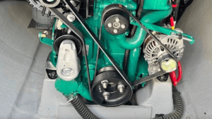 A mechanical system (green) for storing excess power from boat engines into battery. made by Integrel Solutions and supplied by Fischer Panda UK