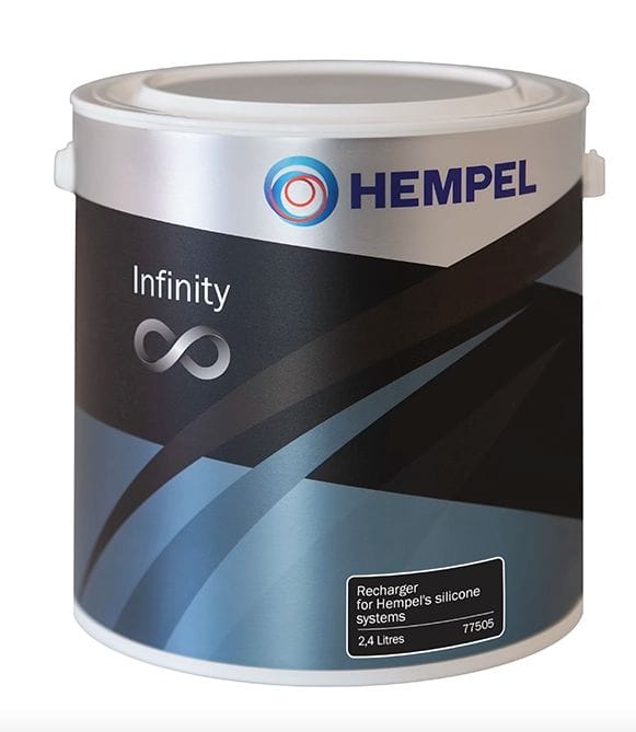 tin of Infinity - new biocide free product from Hempel to recharge Silic One anti-foul 