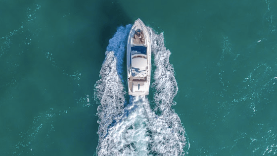 overhead image of boat