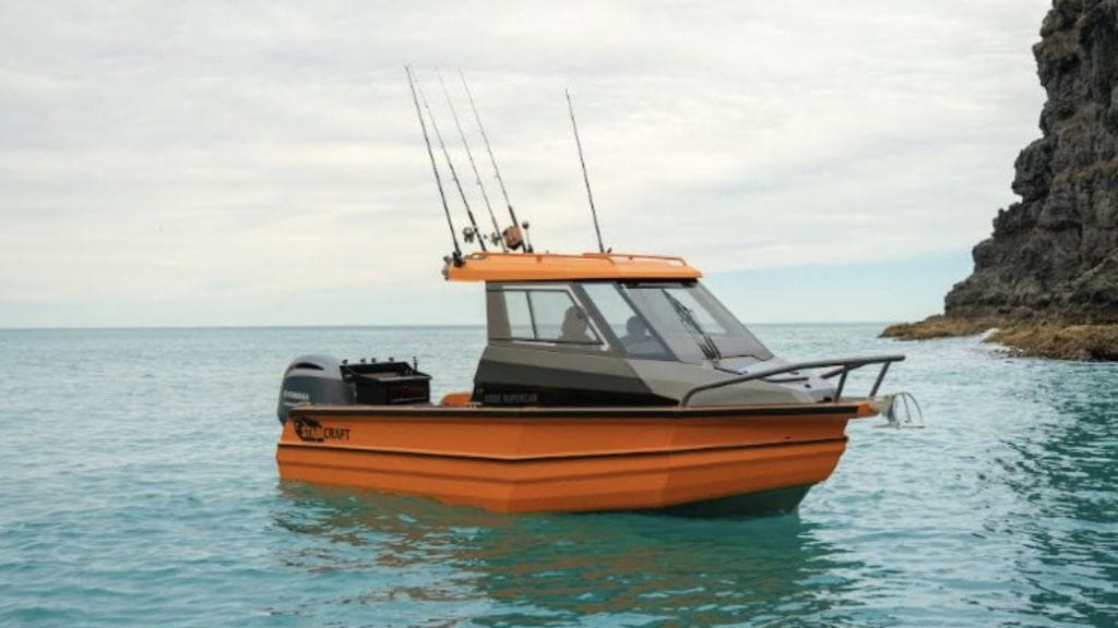 orange aluminum fishing boat