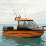 orange aluminum fishing boat
