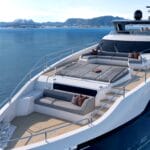 Render of huge yacht with loads of deck.space. This is Sunseeker's latest offering