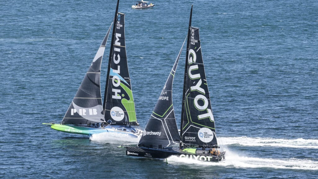 The Ocean Race 2022-23 - 24 February 2023 In-Port race in Cape Town. Team Holcim - PRB and GUYOT environnement - Team Europe.