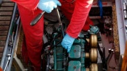 servicing a boat engine