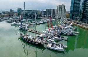 aerial view of Ocean Village Marina boat show