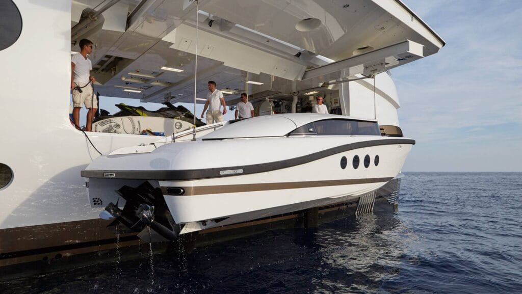 Pascoe International superyacht limousine lowered from yacht into water