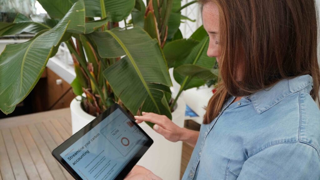 woman using tablet