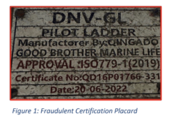 Counterfeit certifcate of pilot ladder