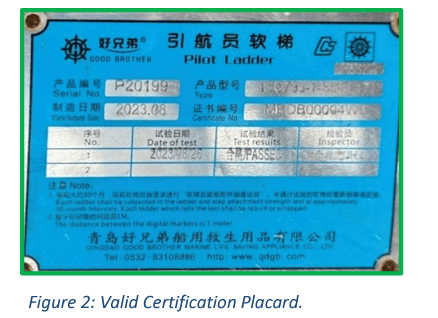picture of a counterfeit ladder certification