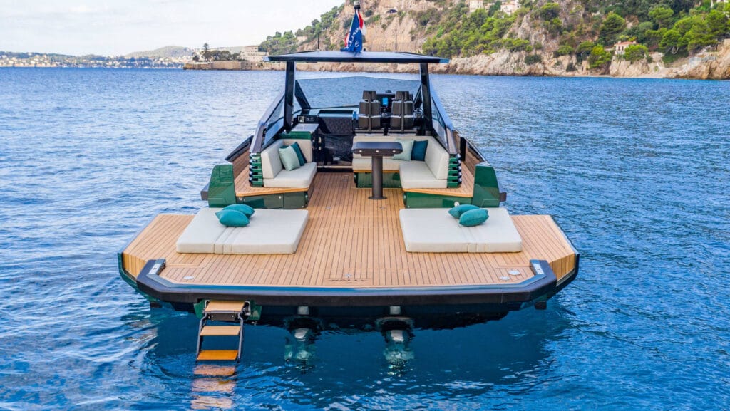 Stern shot of Wally 43 luxury modern sportsboat