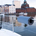 X-fender round fender on yacht stanchion