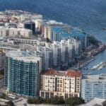 Aerial view of Ocean Village Marina Bay in Gibraltar